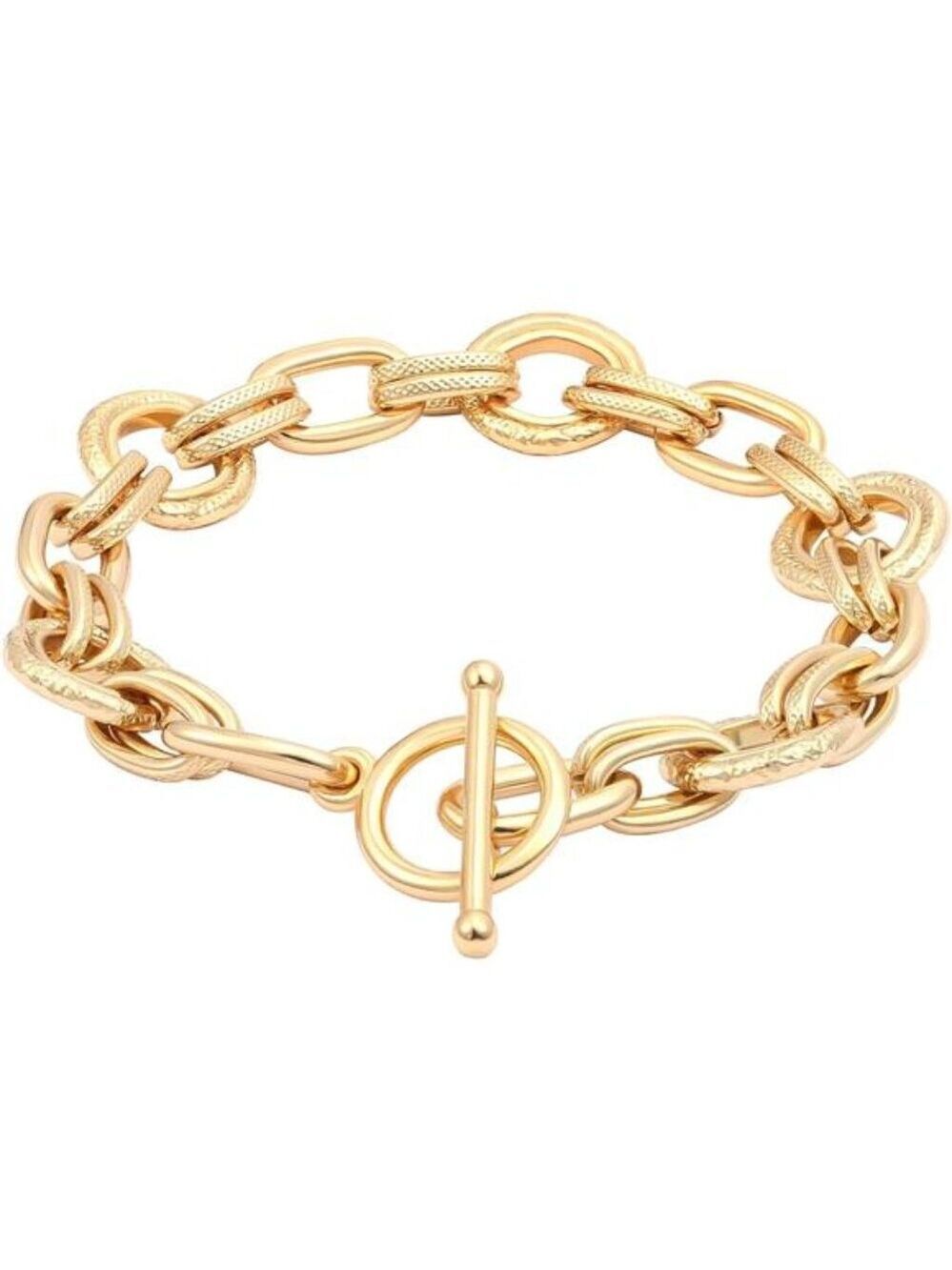 18k Gold Plated Chunky Cuban Link Bracelet for Men Women Toggle Rope Jewelry